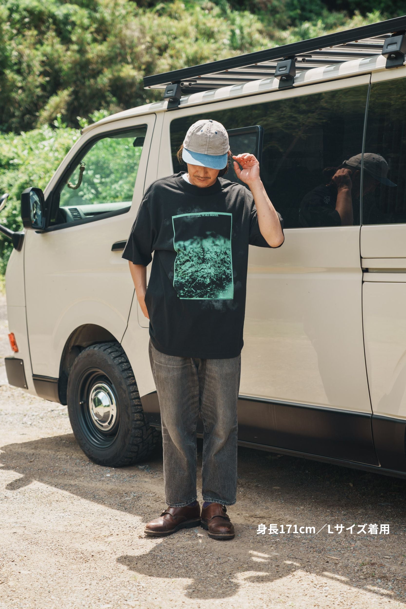 森の苔 T-shirt（Black）