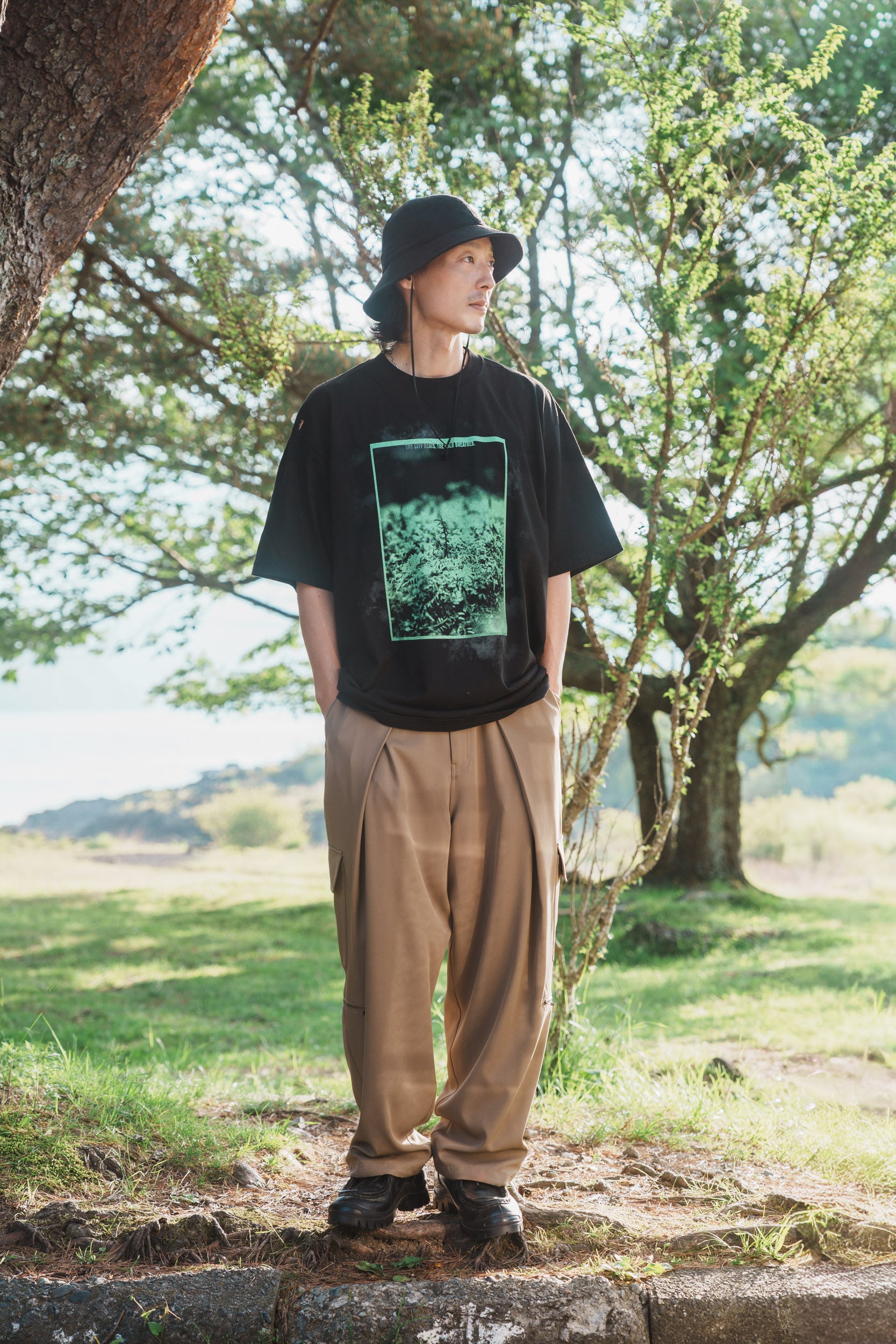 森の苔 T-shirt（Black）