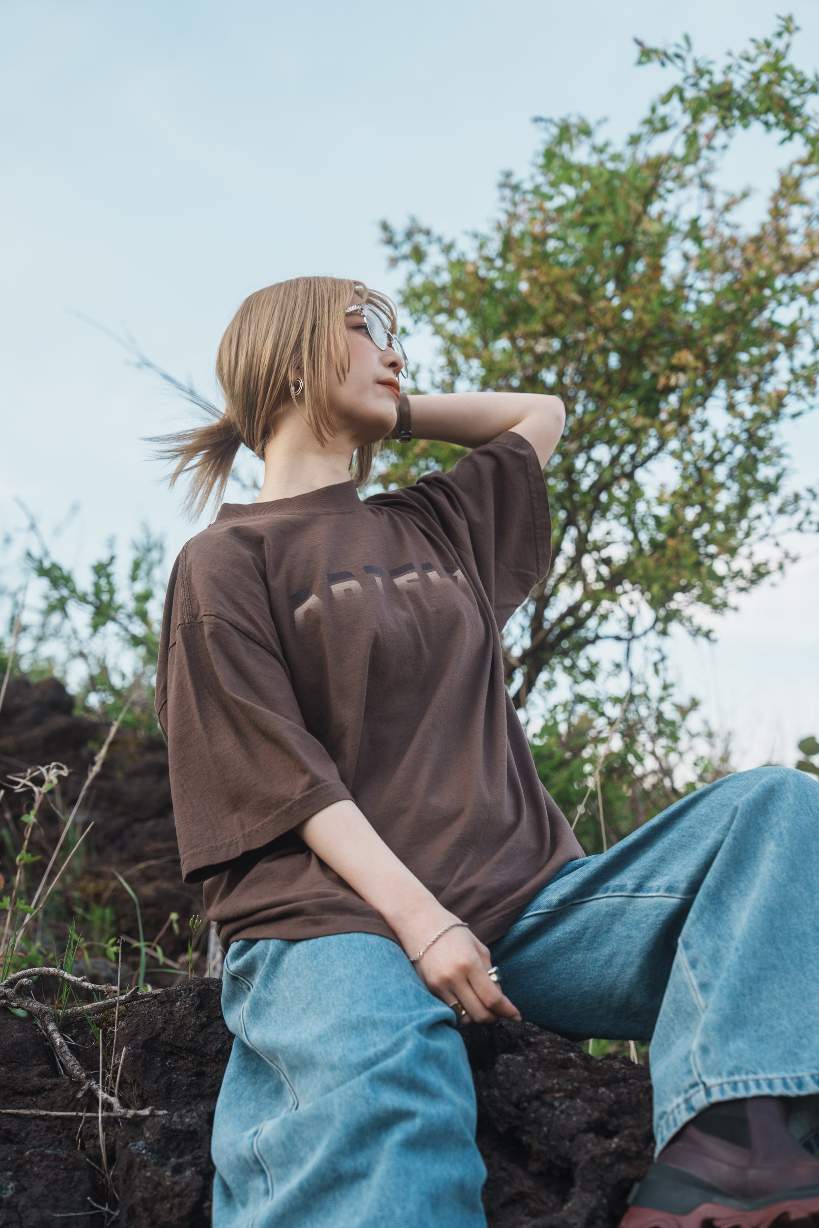 森の蝶 T-shirt（Brown）
